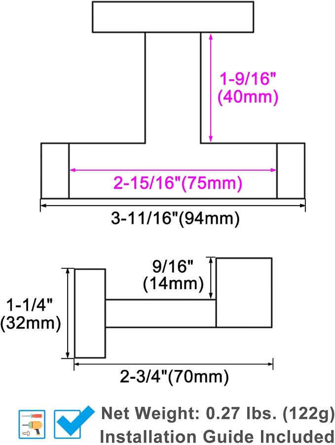 Angle Simple Bathroom Towel Hooks, Stainless Steel Shower Double Robe Coat Hooks - Image 9