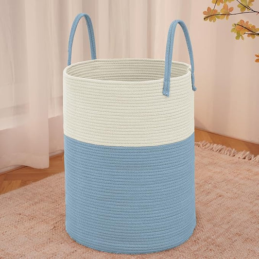 Large Woven Laundry Basket Hamper, 100L Cotton Rope Storage Bin by JMvicyroam