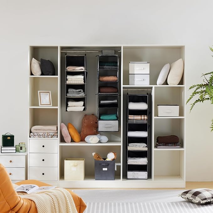 YOUDENOVA Hanging Closet Organizer, 3-Shelf Closet Hanging Storage Shelves - Image 7