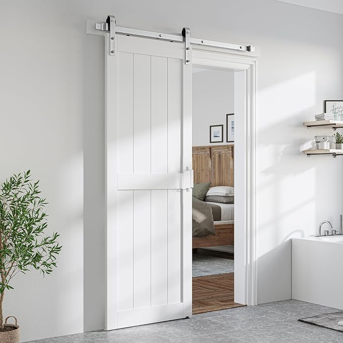 SmartStandard 32 x 84 inch White Sliding MDF Barn Door by SMARTSTANDARD