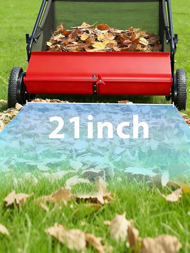 Push Lawn Sweeper, 21 Inch Extra-Wide 4-Brush System, 3.5 cu.ft. Mesh Bag - Image 6