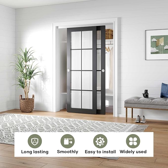 EaseLife 5FT/60in Bypass Double Sliding Pocket Door Hardware Kit, Commercial - Image 2