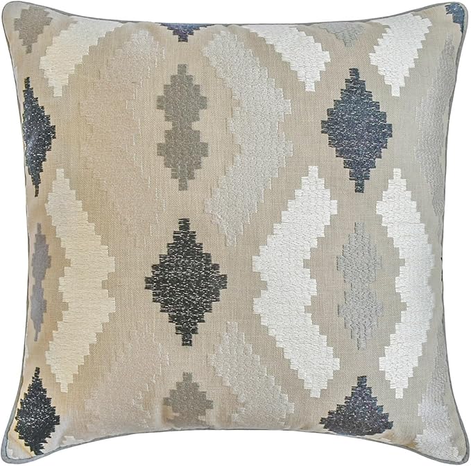 The HomeCentric King/Queen/Twin Beige Decorative Bed Runner Twin 53"x18" Bed Runner Without Pillow Cover, Embroidery,Aztec Bed Scarf on Linen Fabric - Thread Tale