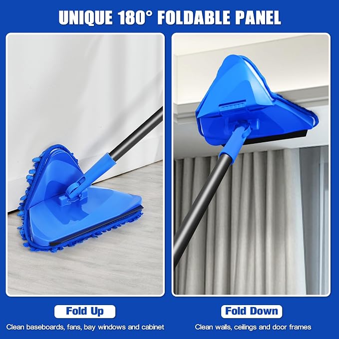 Wall Mop Cleaner Long Handle 80 inches, 180° Folding Ceiling Washer Scrubber - Image 2
