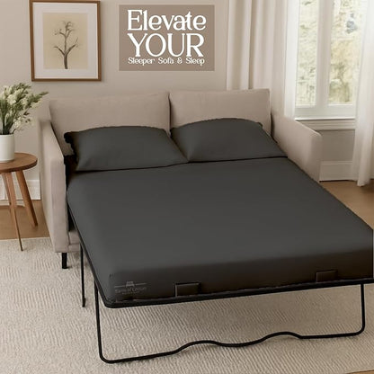 Sleeper Sofa 4 Piece Bed Sheet Set Premium Quality 100% Cotton 500 Thread Count, Smooth & Super Soft Sateen Weave, Extra Soft Bed Sheets, Wrinkle Free, 4 Inch Deep Pocket (Queen, Dark Grey)