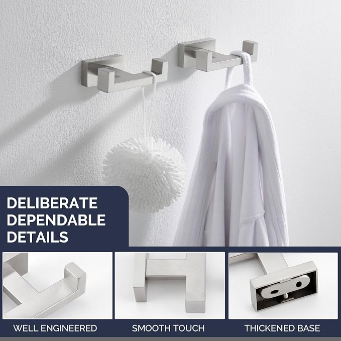 Angle Simple Bathroom Double Hook 2 PCS, SUS304 Stainless Steel Hand Towel - Image 6