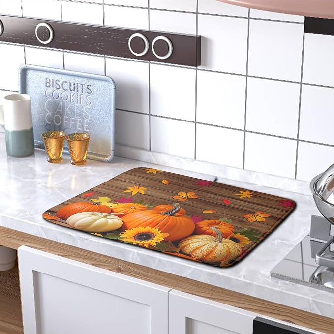 AutumnThanksgiving Pumpkin Dish Drying Mat - Image 5