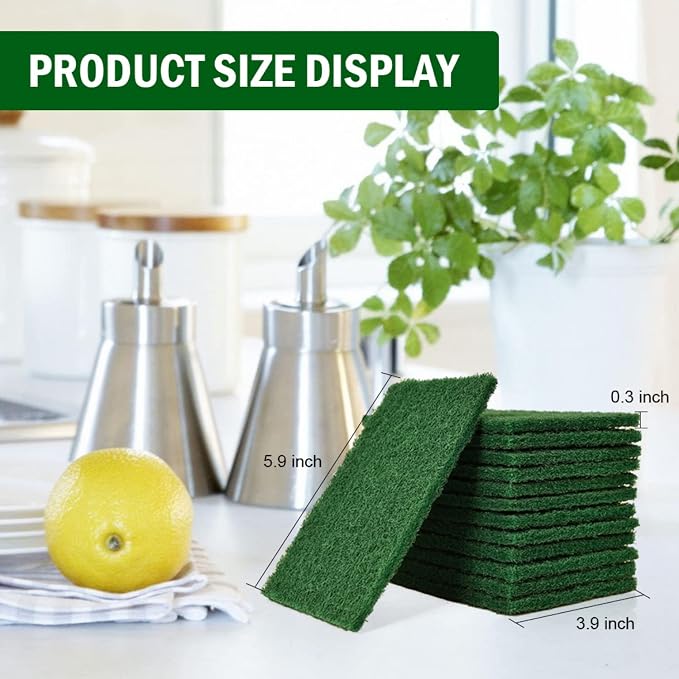 YoleShy 20 PCS Scouring Pad, Dish Scrubber Scouring Pads, 4.5 x 6 inch Green - Image 4