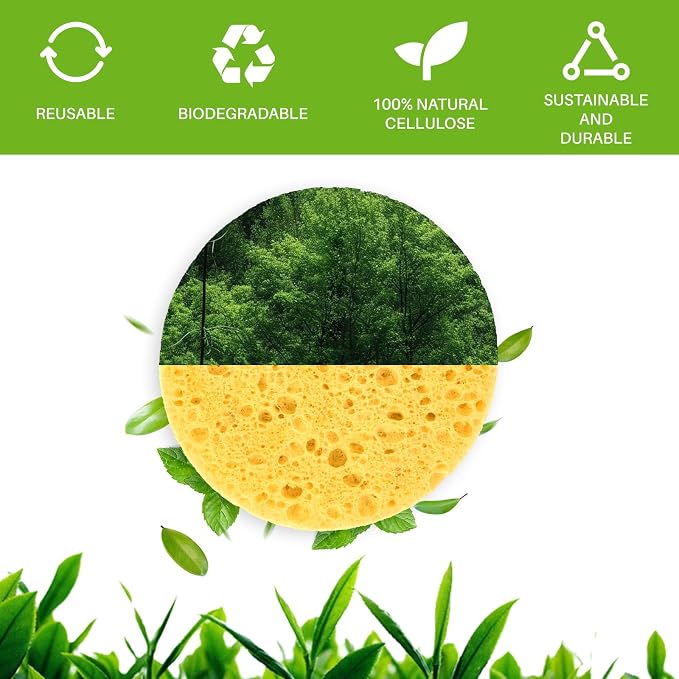 50-Count Compressed Facial Sponges, 100% Natural Cellulose Cosmetic Make Up - Image 7