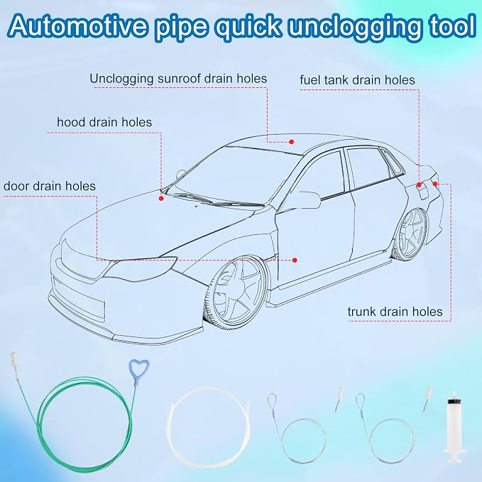 5pcs Sunroof Drain Cleaning Tool Kit, Long Pipe Cleaner Drain Unclogger - Image 3