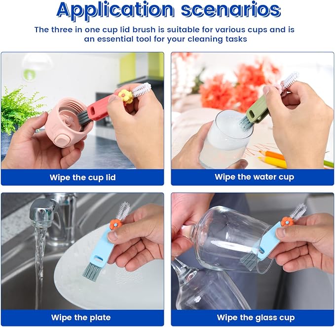 24 Pack 3 in 1 Cup Lid Cleaning Brush, 180° Rotatable Bottle Brush Gap Cleaner - Image 6