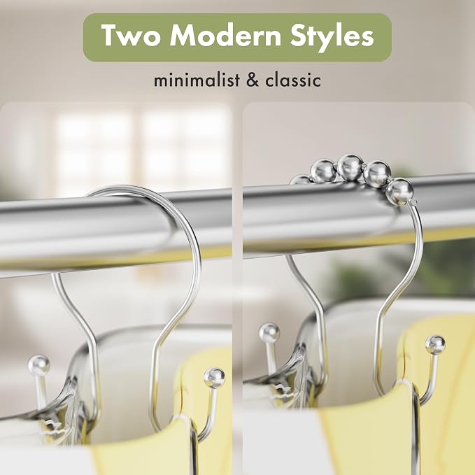 AmazerBath Chrome Shower Curtain Hooks Shower Curtain Rings, Simple Double - Image 5