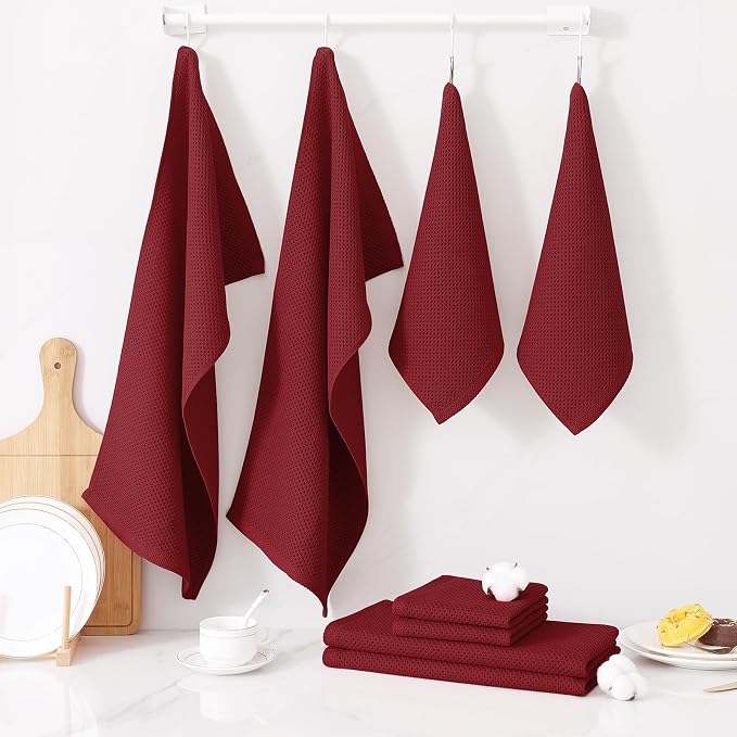 Homaxy 100% Cotton Kitchen Towels and Dishcloths Set, 12 x 12 Inches and 13 x - Image 7
