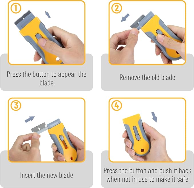 Bates- Razor Blade Scraper Tool, 2 Pack, 30 Extra Carbon Steel Blades, - Image 4