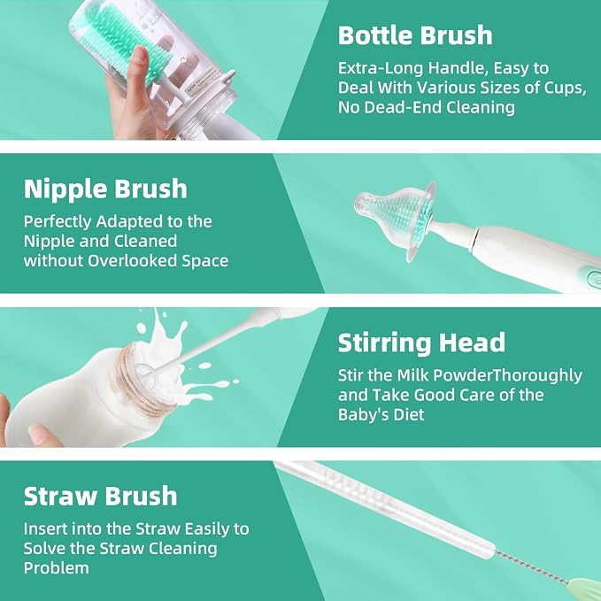 Electric Bottle Brush, Electric Baby Bottle Brush Set - Image 6