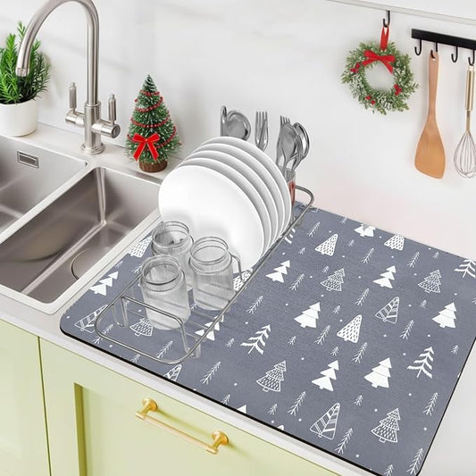 Bloss Christmas Dish Drying Mat, Fit Under Coffee Maker Machine/Kitchen Counter by Bloss