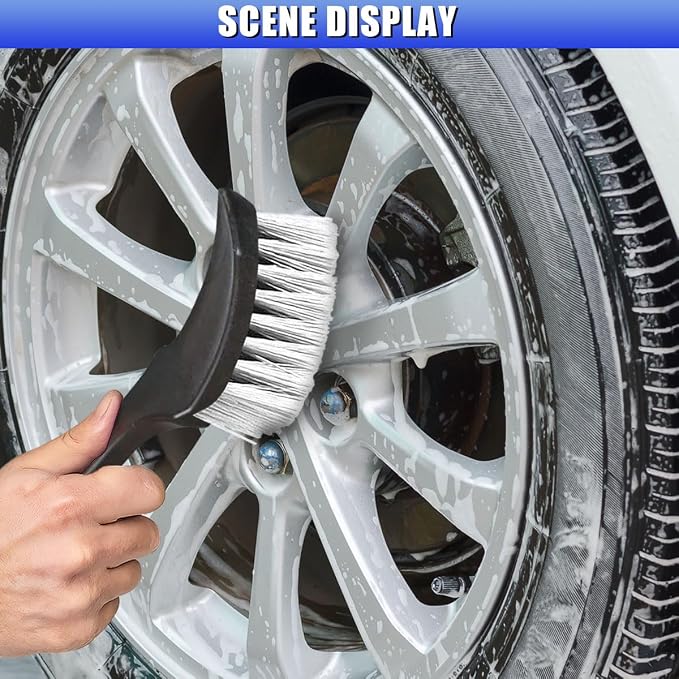 Car Wheel Brush, Stiff Bristle Short Handle Scrub Tire & Wheel Rim Brush - Image 4