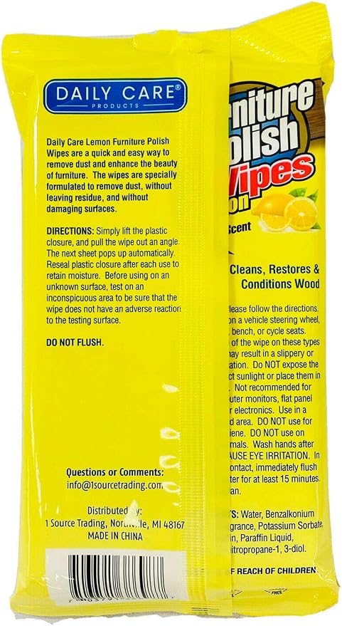 4 Pack - 42 Ct Lemon Scent Wood Furniture Polish Wipes Duster Cleaner - Dust & - Image 3