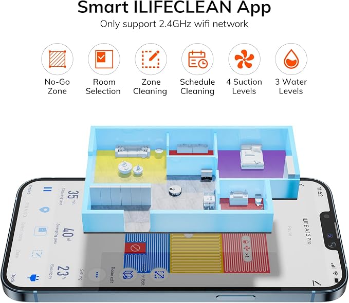 ILIFE A12 Pro Robot Vacuum and Mop Combo, Self Emptying Station - Image 4