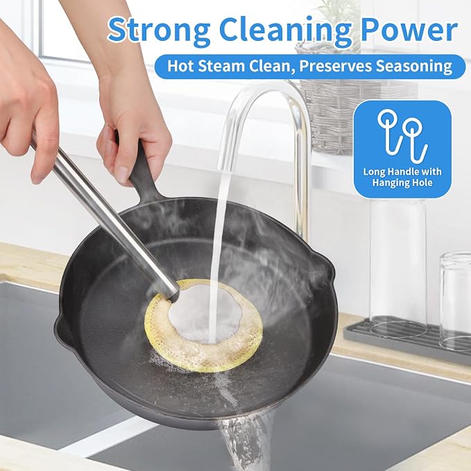 Kitchen Scrub Brush with Handle, Non-Scratch Extra Strong Cleaning Brush - Image 5