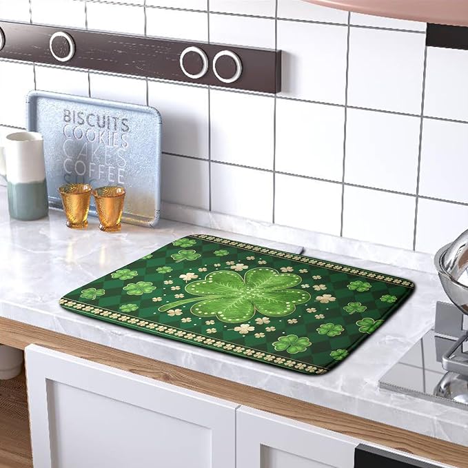 St Patrick's Day Green Shamrock Dish Drying Mat - Image 5