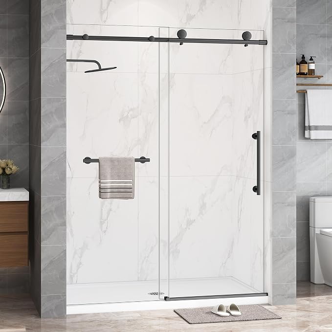 Frameless Shower Door, 5/16" Glass Sliding Shower Door by Unknown