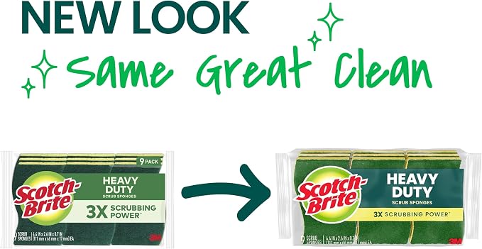 Scotch-Brite Heavy Duty Scrub Sponge, 9 Kitchen Sponges Designed - Image 2
