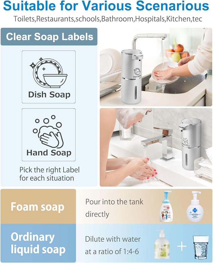 Automatic Foaming Soap Dispenser, 4-Level Adjustable Foam, Wall Mount, USB - Image 6