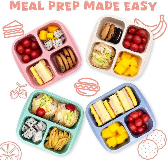 4 pack Bento Lunch Box, Snack Containers，Meal Prep Containers Kids/Toddle/Adults - Image 6
