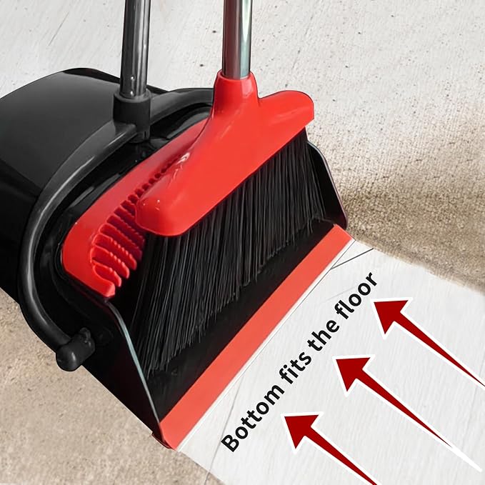 Broom with Dustpan Combo Set 54" Long Handle Adjustable Length Stainless Steel - Image 7