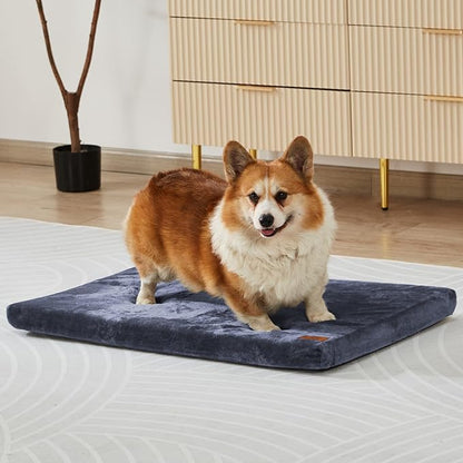 Dog Bed Medium Size Dogs - 30-inch Dog Crate Pad with Removable Washable Cover and Waterproof Lining - Memory Foam Kennel Mat - Reversible Pet Bed (Cool & Warm), Dark Grey