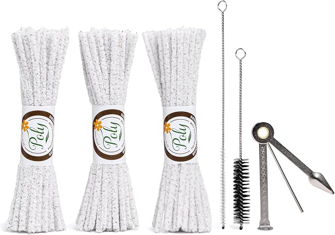 Pipe Cleaners Tool Set | 132 Hard Bristle Pipe Cleaners Bulk, 2 Nylon Bristle by Polykarmatic