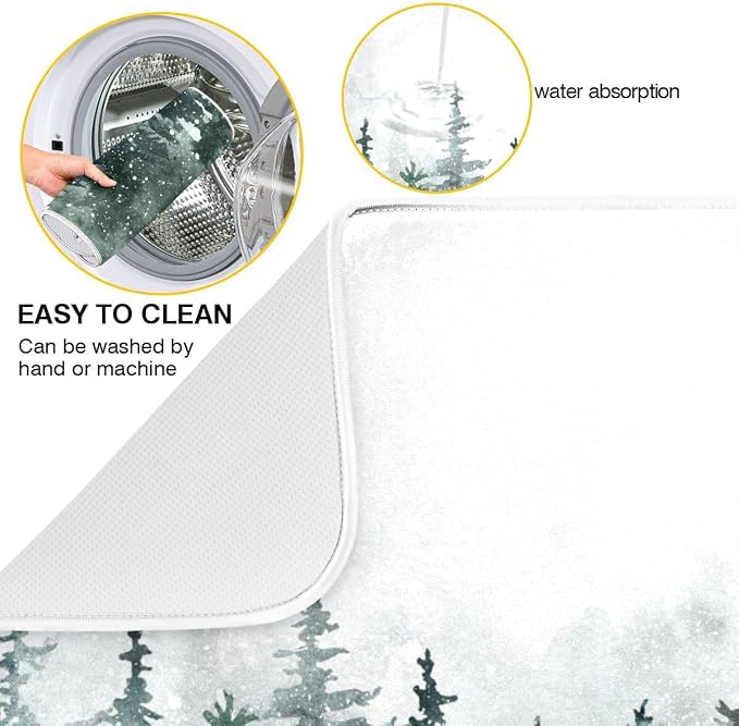 Winter Forest Scenery Dish Drying Mat - Image 2