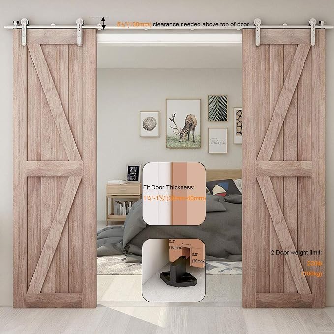 TSMST 6.6FT Sliding Barn Door Hardware Kit, Stainless Steel Heavy Duty Sturdy - Image 6