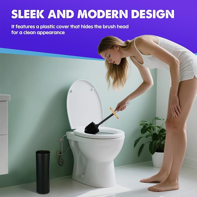 Compact Toilet Brush and Holder 2 Pack, SetStainless Steel Handle Toilet Brush - Image 7