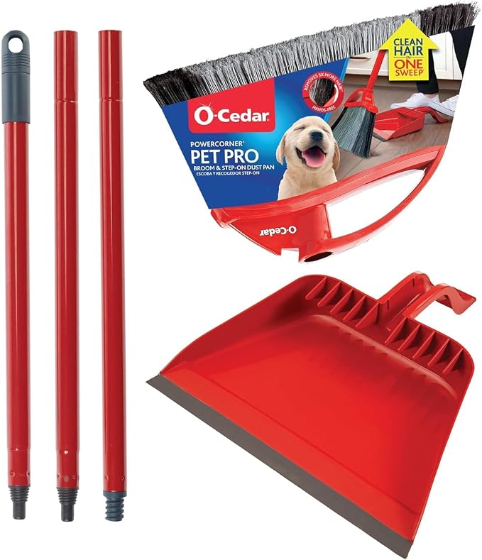 O-Cedar Pet Pro Broom with Step-On Dustpan | Remove 99% with One Sweep | - Image 6