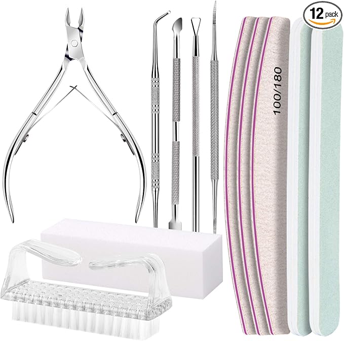FANDAMEI Manicure Kit, Nail Files 100/180, Cuticle Nippers, Nail Buffer Block by FANDAMEI
