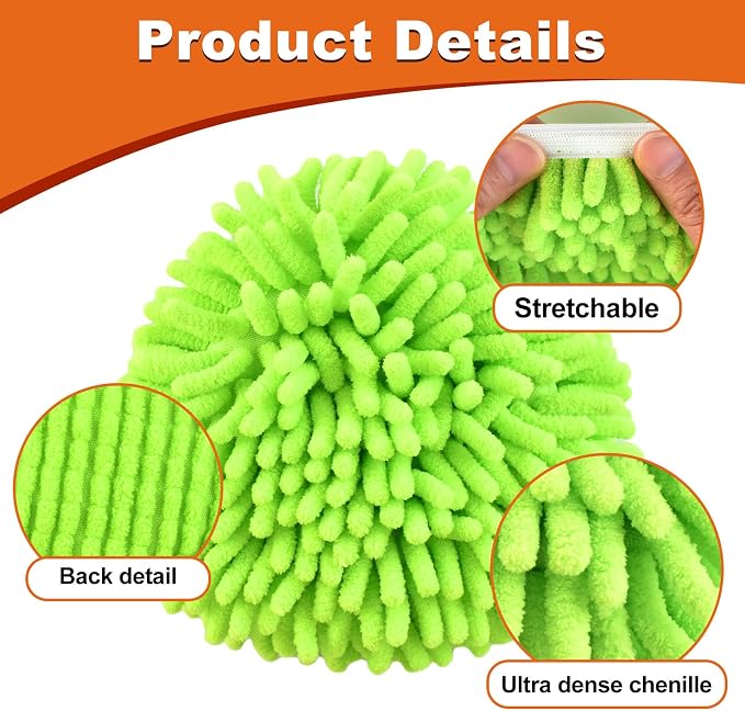 2 Microfiber Mop Head Refills and 2 Chenille Mop Pads, 1 Upgrade Scrub Brush 1 - Image 5