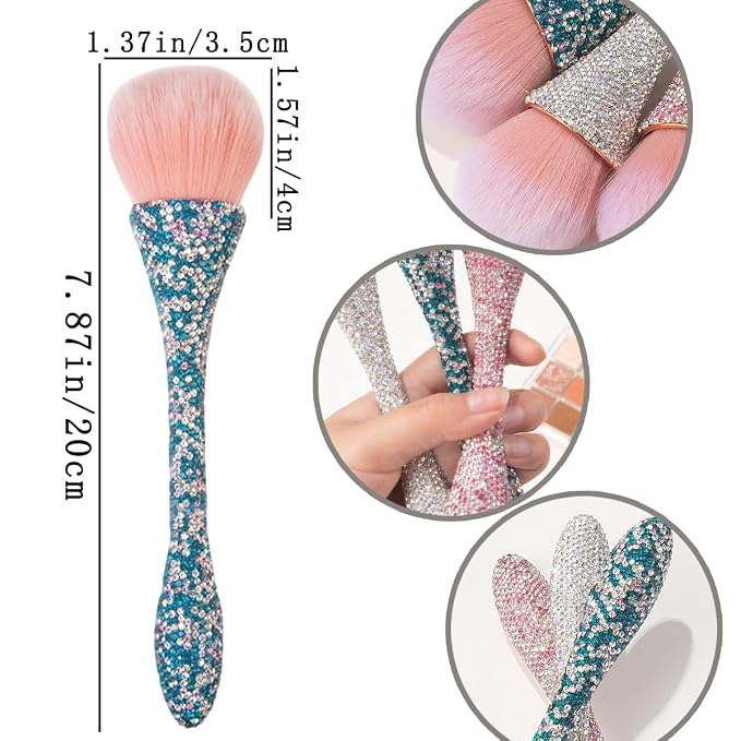 2 PCS Large Nail Art Dust Brush Shiny Rhinestone Nail Fust Brush Ultra Soft - Image 2
