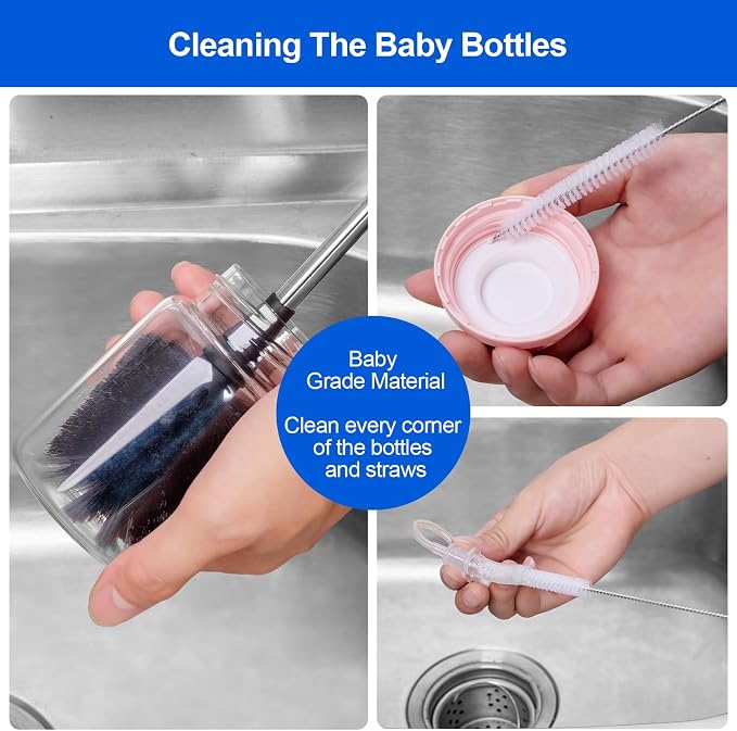 3 Pack Bottle Brush Set, Long Handle Baby Bottle Brush Cleaner - Image 4