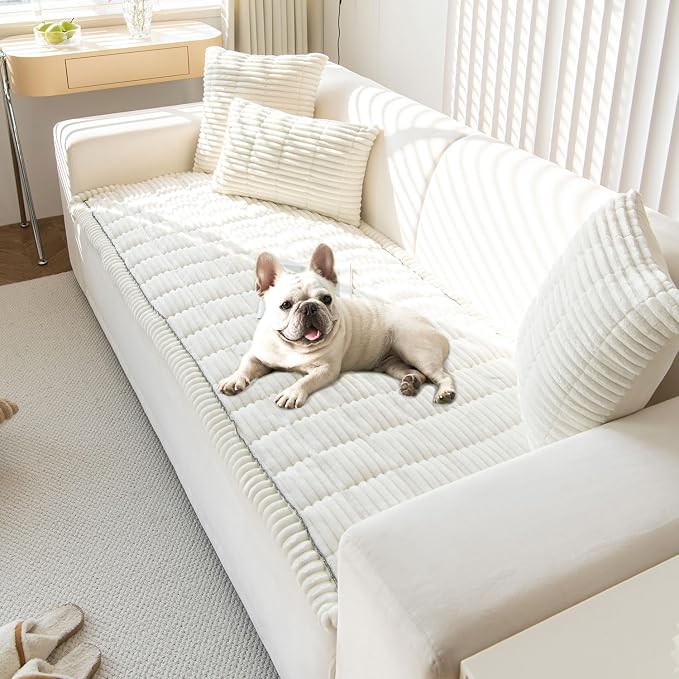 OTOB Couch Covers for 3 Cushion Sofa Pet Friendly, Plush Fuzzy Non Slip Sofa by OTOB