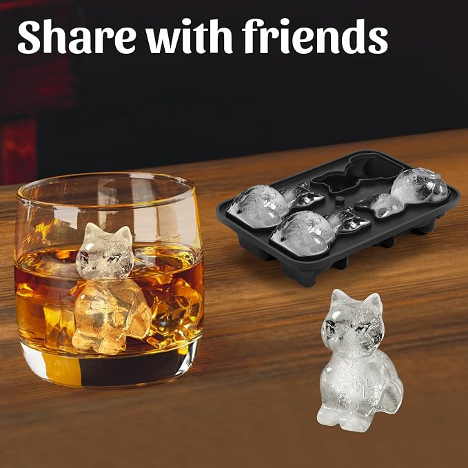 Silicone Ice Cube Tray, Cat 3D Large Ice Cube Molds - Image 6