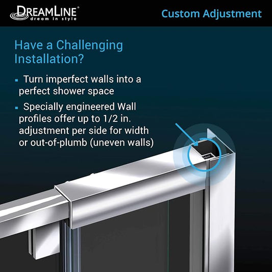 DreamLine Flex 50-54 inch W x 72 inch H Semi-Frameless Pivot Shower Door in - Image 2