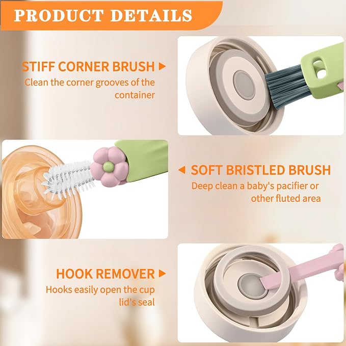 3 in 1 Cup Lid Gap Cleaning Brush Set, Mutipurpose Portable Cup Lid Gap Cleaner - Image 5