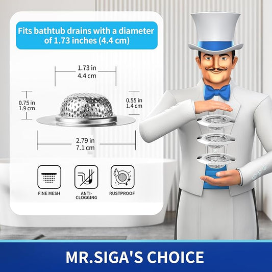 MR.SIGA Bathtub Drain Strainer, Stainless Steel Shower Bathtub Drain Hair - Image 2