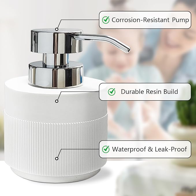 Resin Soap Dispenser for Bathroom, Hand Lotion Liquid Dispenser Easy-to-Press - Image 3