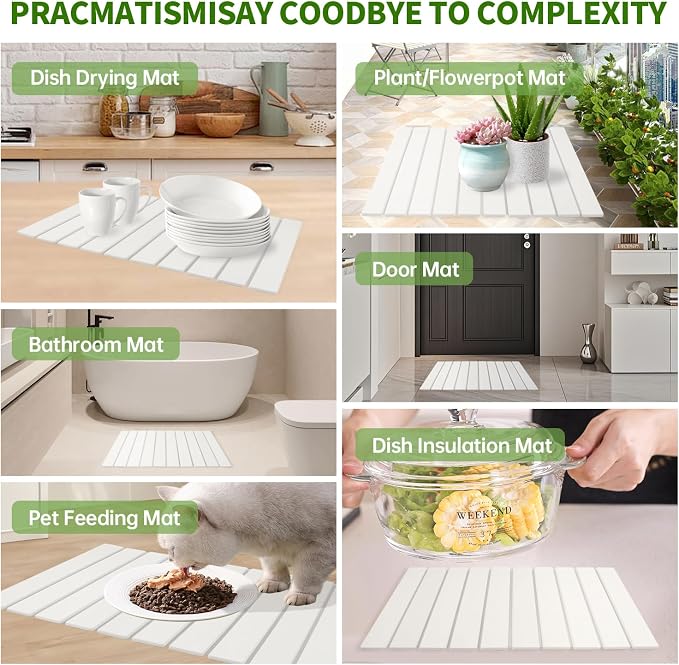 Stone Drying Mat for Kitchen Counter Square, 23.62"x15.35", Collapsible Quick - Image 4