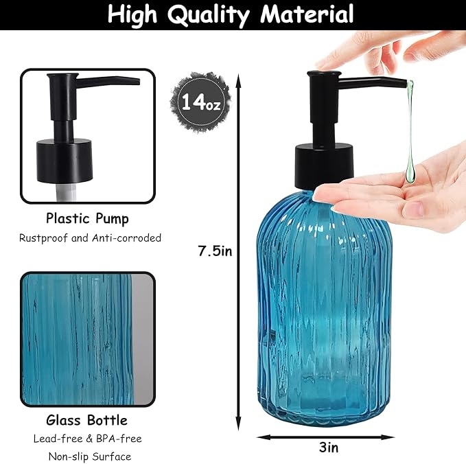 Blue Glass Soap Dispenser Set - Image 2