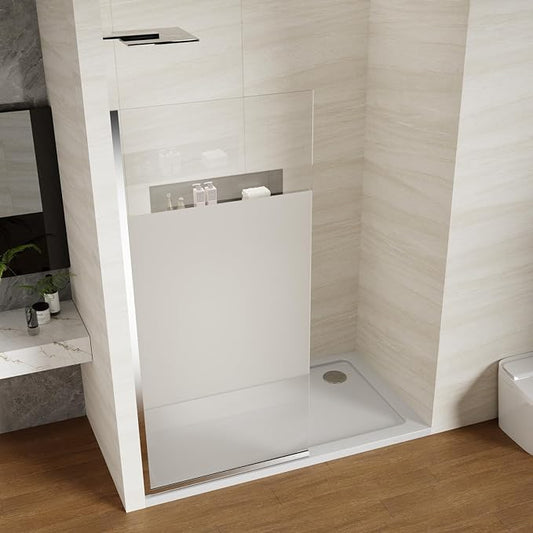 Shower Screen 36" x 76" Half Frameless Shower Wall Panel, Tempered Glass 3/8 - Image 2
