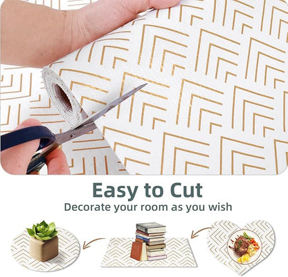 Shelf Liner for Kitchen Cabinets Non Adhesive Drawer Liner Gold Arrow Non-Slip Thickened Shelf Liner Paper Strong Easy to Clean for Tool Box Refrigerator with Knife and Tape Measure 12 inche x 30 feet